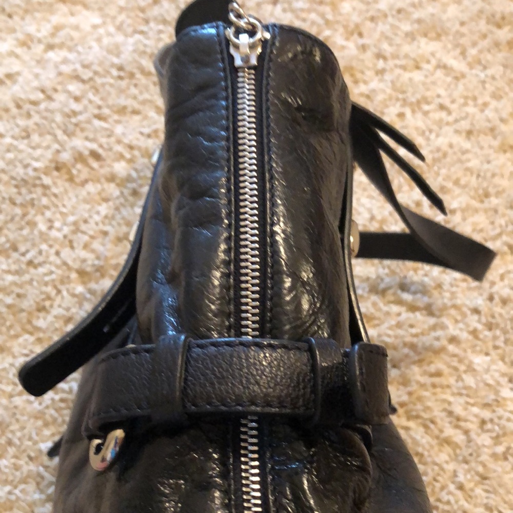 Francesco Biasia vintage black leather handbag with silver hardware - Picture 4 of 12